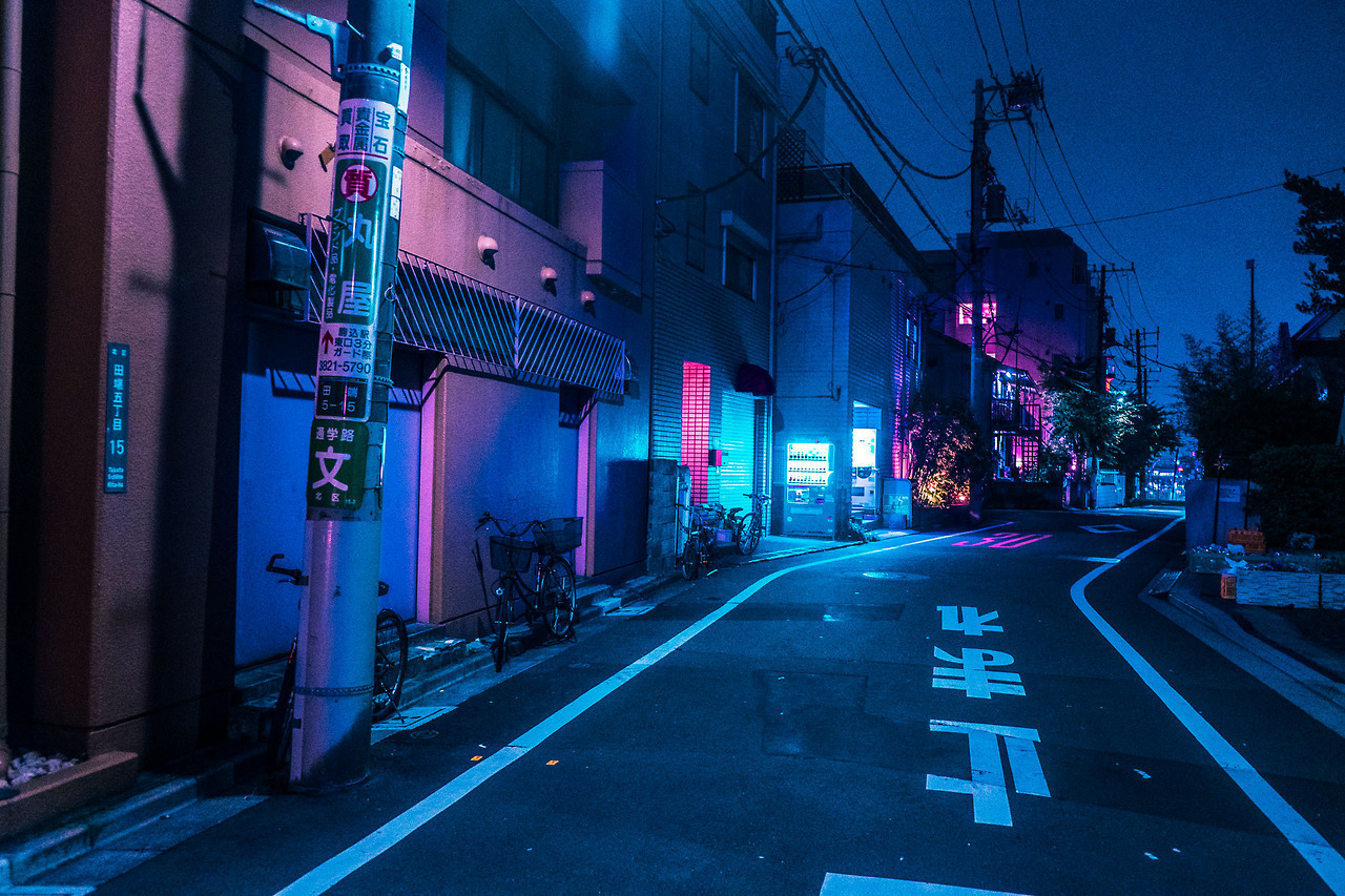 Blue street. Брукленд стрит Cyberpunk 2077. Токио неон 4к. Неон Сити Япония Эстетика. Токио улица Cyberpunk.