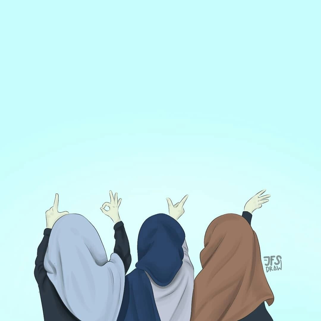 Арты 3 подружек в хиджабе