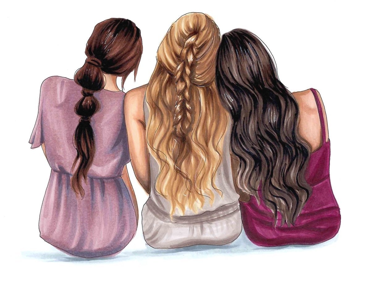 Три девушки нарисованные