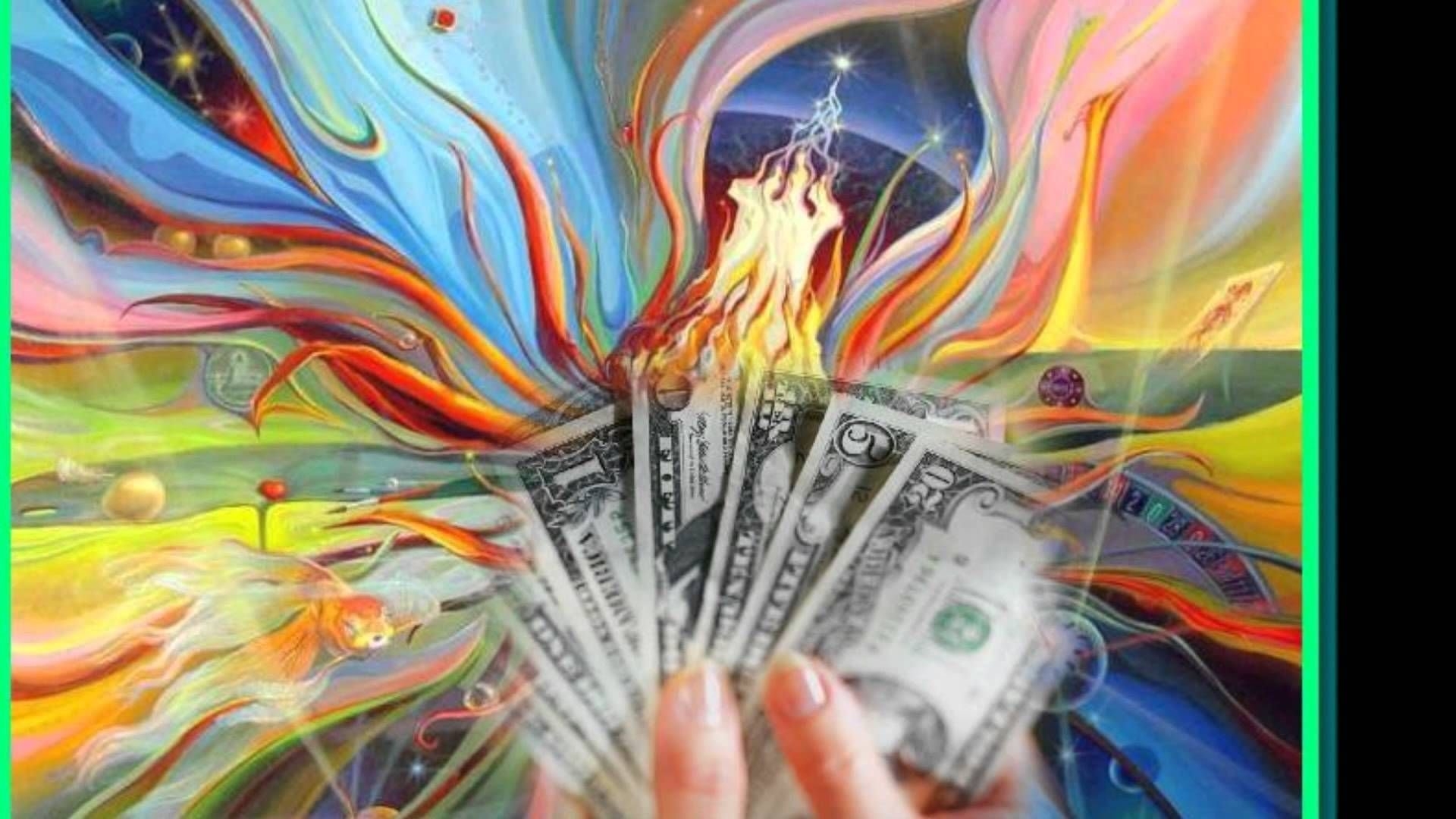 Цветы деньги и огонь. Абстрактные рисунки. Изобилие и богатство. Волшебные картины исполняющие желания. Богатство арт.
