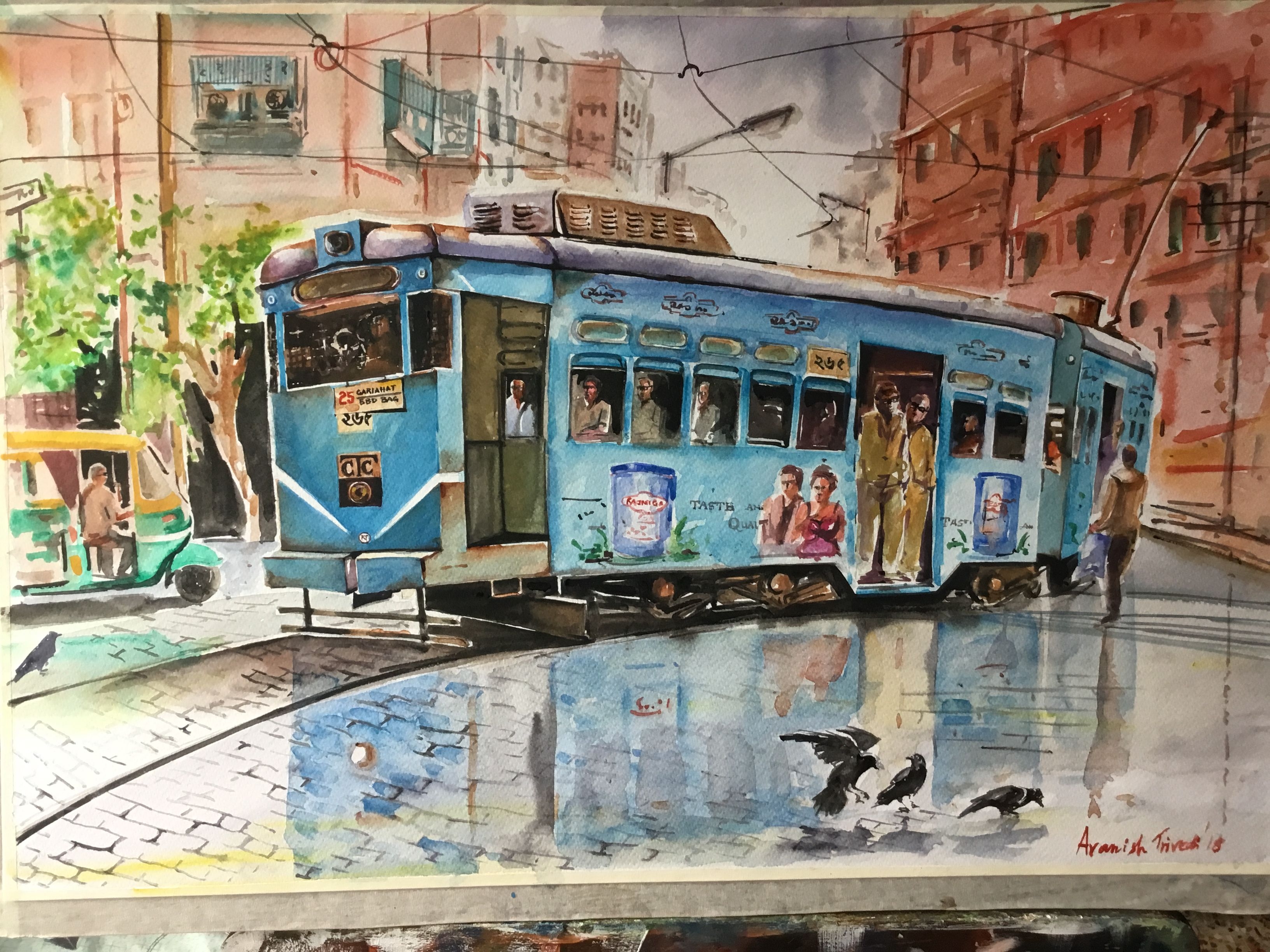 Ретро трамвай довлатов. Художник картина город Сан Франциско трамвайчики. Сказочный трамвай.