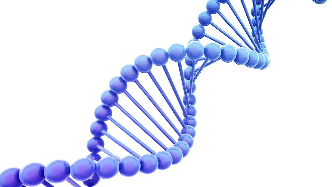 Молекула ДНК на белом фоне