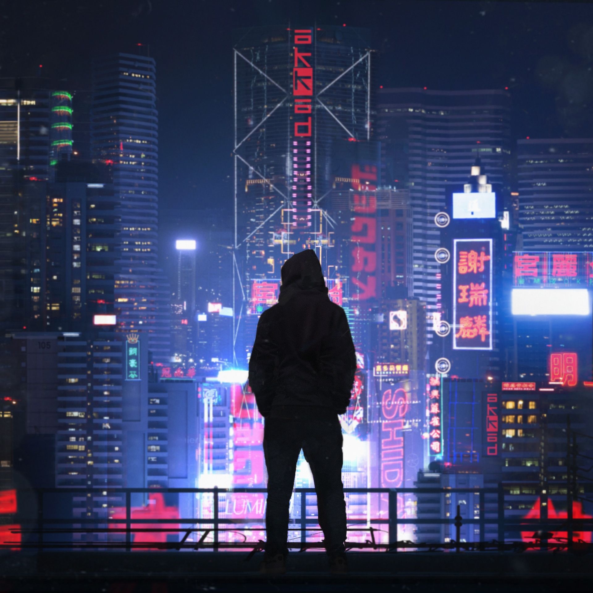 Люди в городе ночью. Cyberpunk 2077 небоскребы. Человек в ночном городе. Неоновый город с крыши. Чел на фоне города.