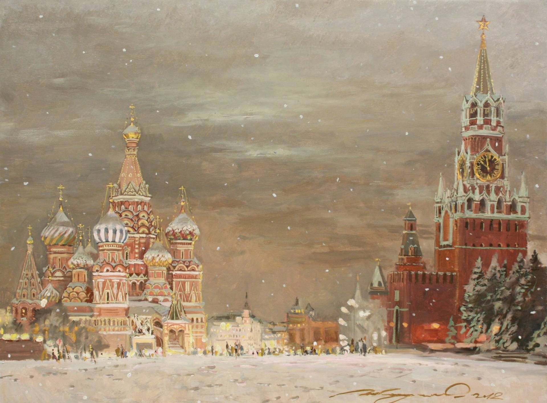 Art moscow. Кремль живопись. Новогодний пейзаж Москва. Кремль маслом. Кремль картина.