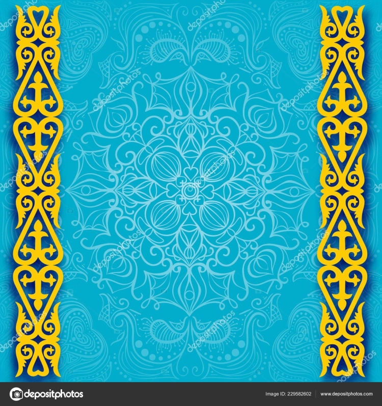Синий фон с казахским орнаментом