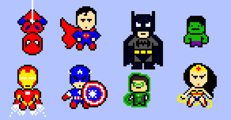 Пиксель арт супергерои