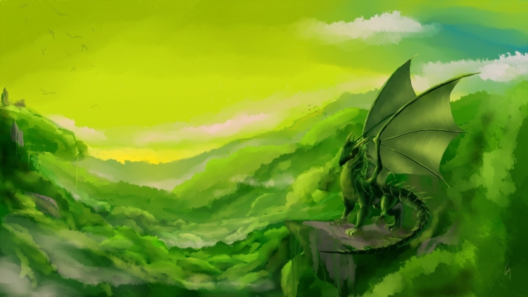 Зеленый дракон арт